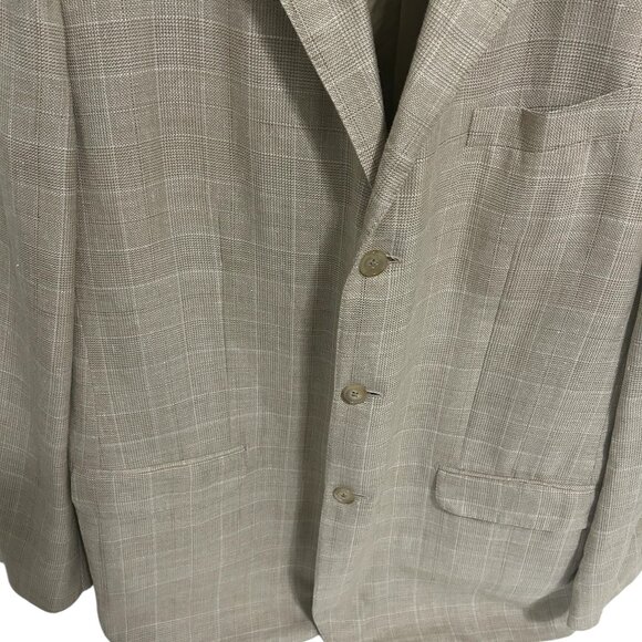 Mens Corneliani Flax Check Virgin Wool Button Jacket Italy Sport Coat Blazer 58R - Picture 3 of 6